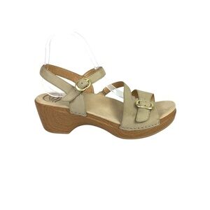 DANSKO LEATHER NUBUCK BEIGE BUCKLED SANDALS 40